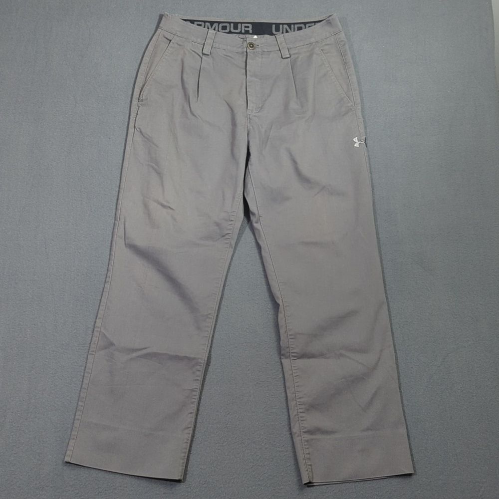 Under Armour Pants Men's 32 Gray Pleated Golf Hemmed To 28.5" Inseam